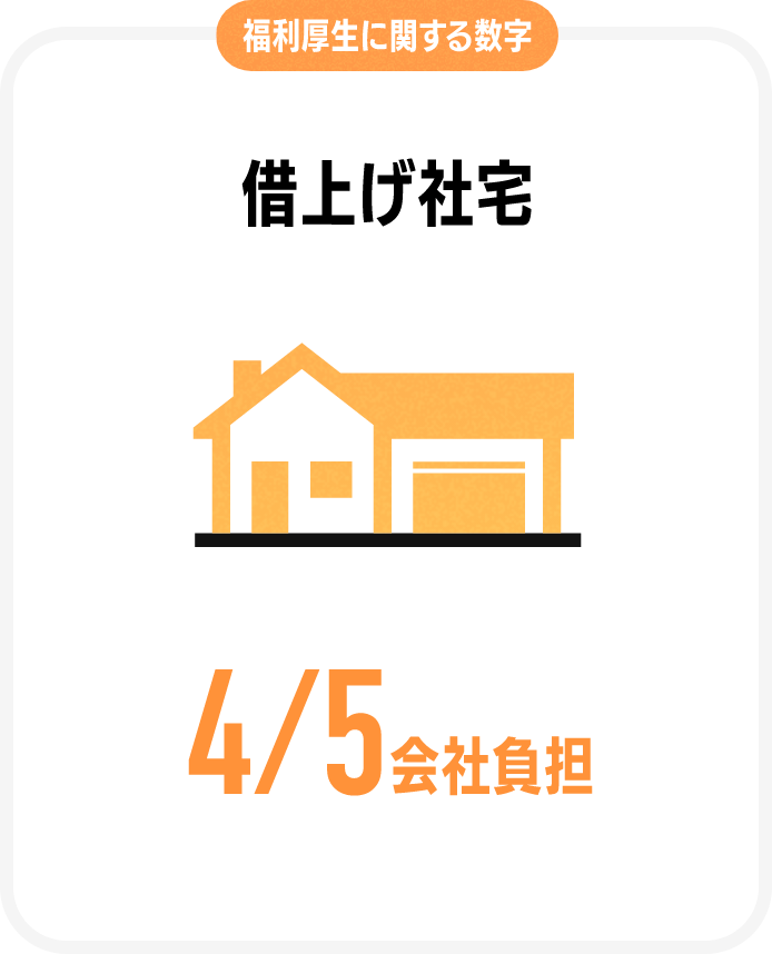 福利厚生に関する数字借上げ社宅4/5会社負担